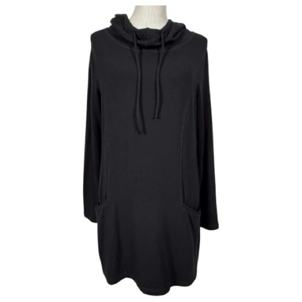 Soma Live Lounge Wear Black Hooded Tunic Sweatshirt Dress Medium Modal Soft